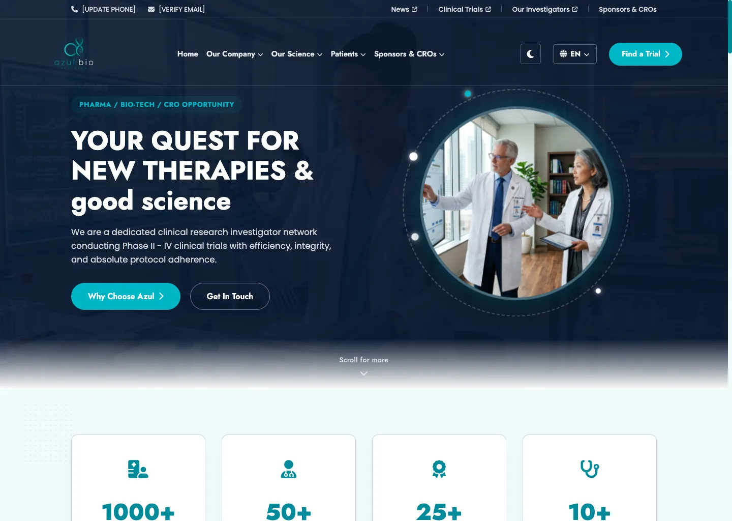 Azul Bio website homepage