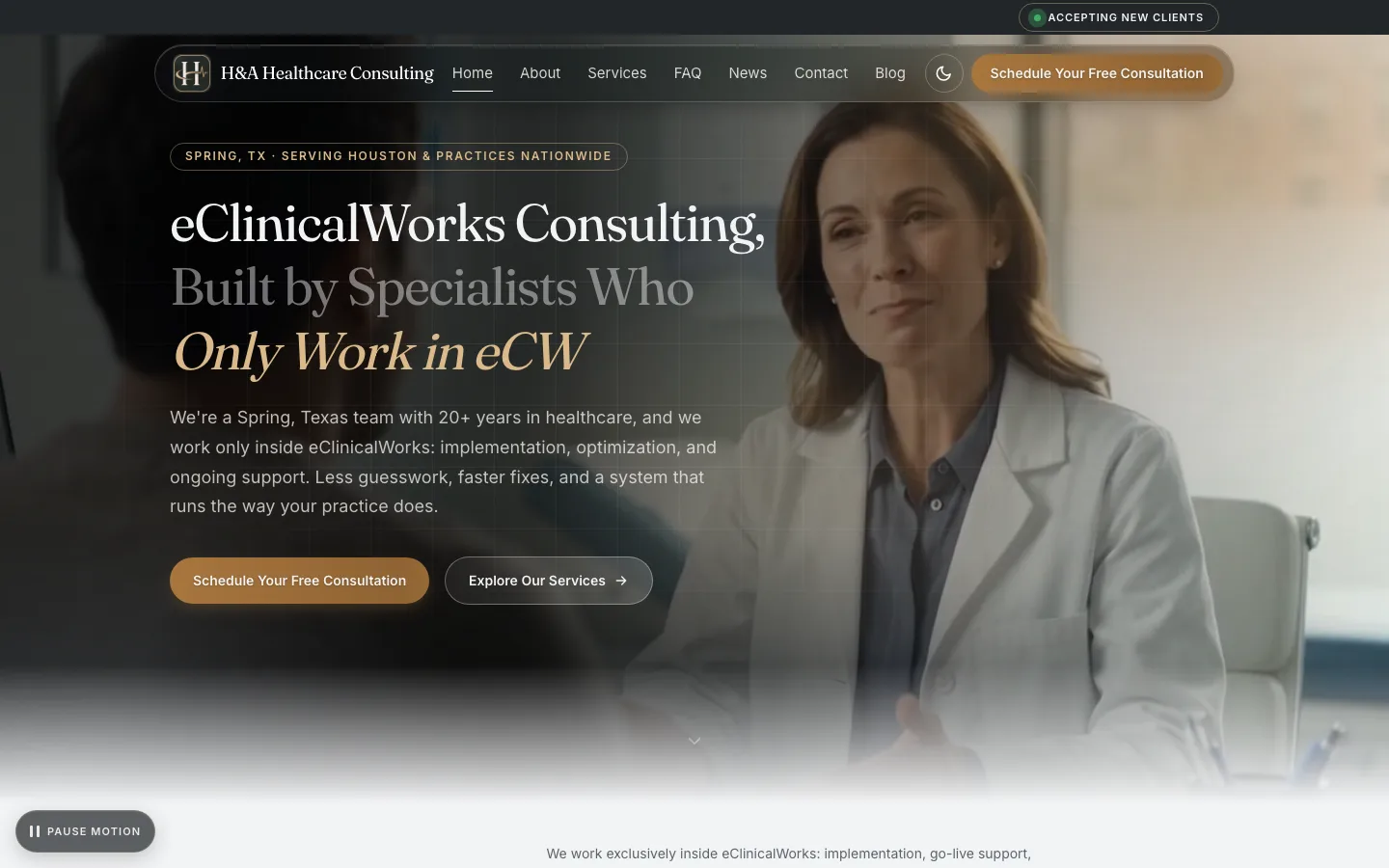 H&A Healthcare Consulting website homepage