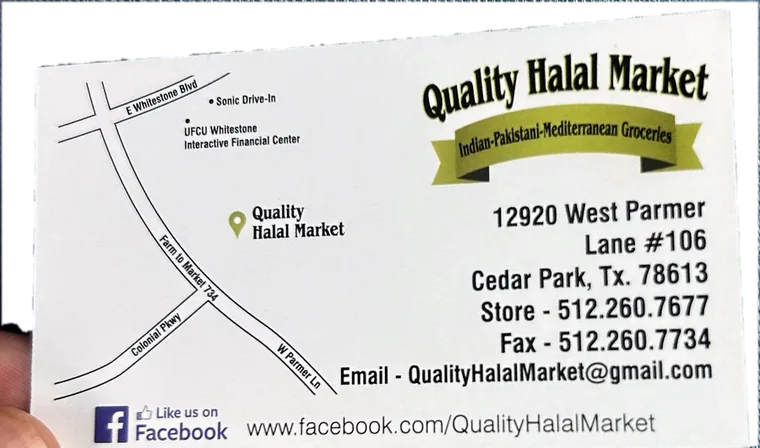 Quality Halal Market business card back
