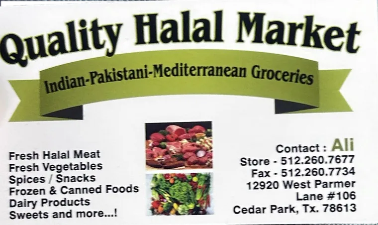 Quality Halal Market business card front