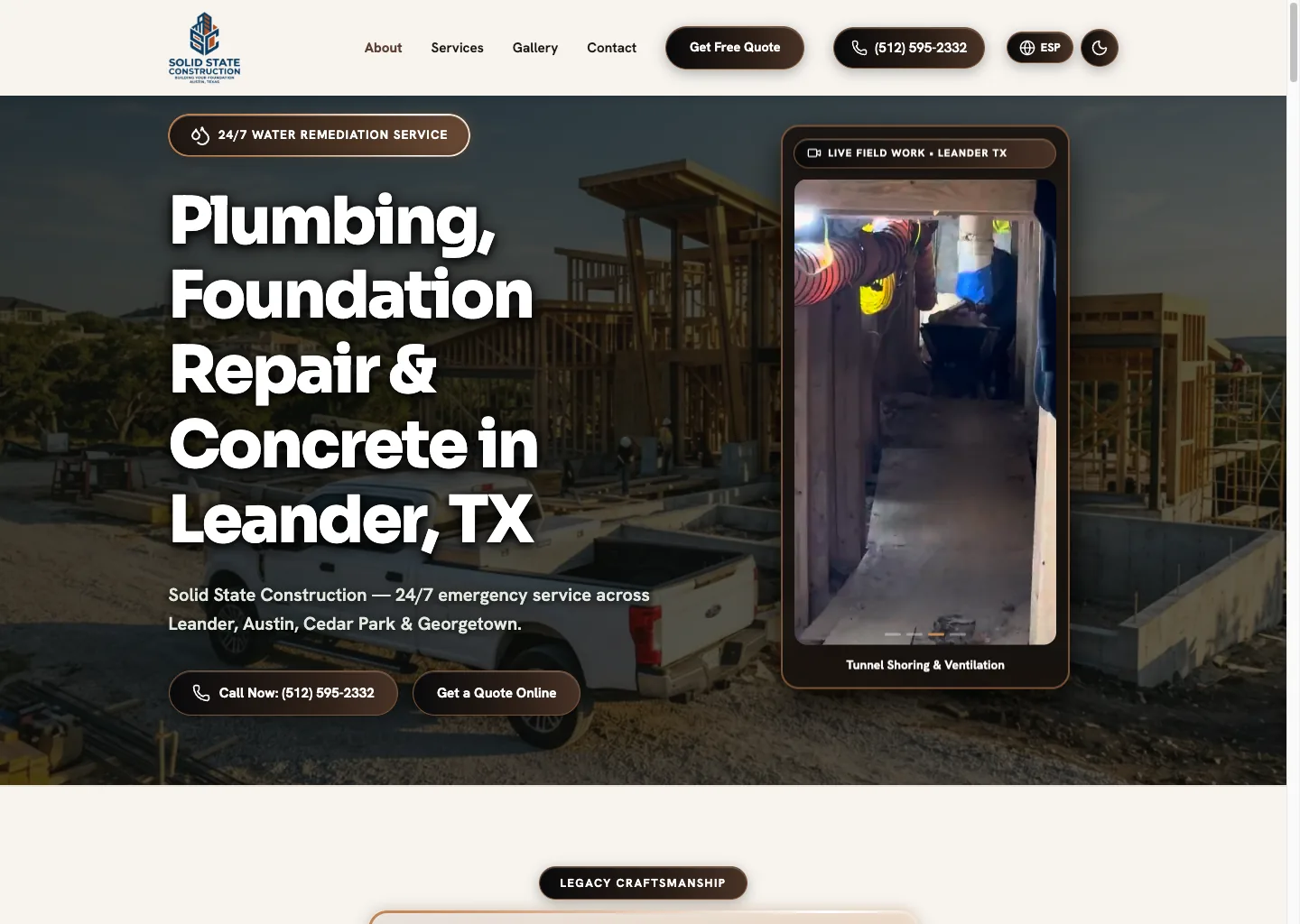 Solid State Construction live website